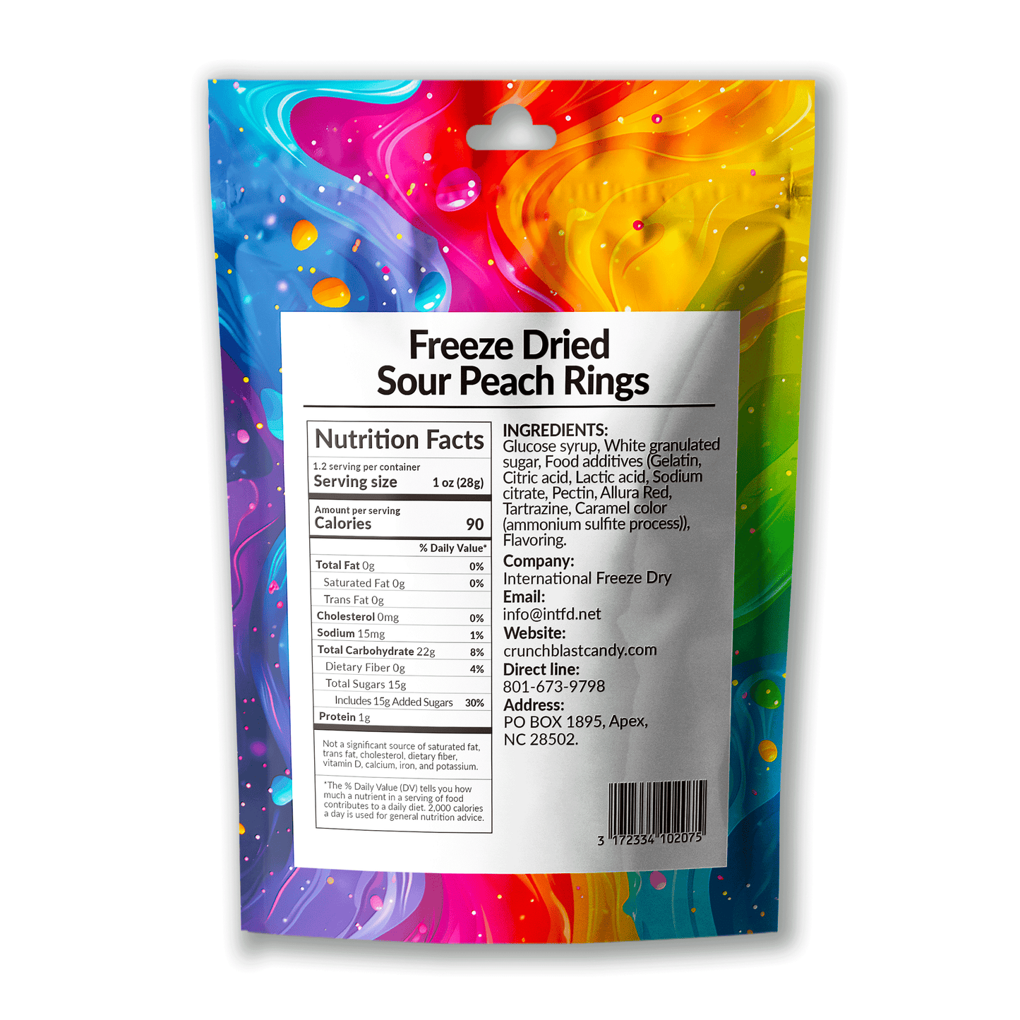 Crunchblast Sour Peach Rings Candy 4 bags