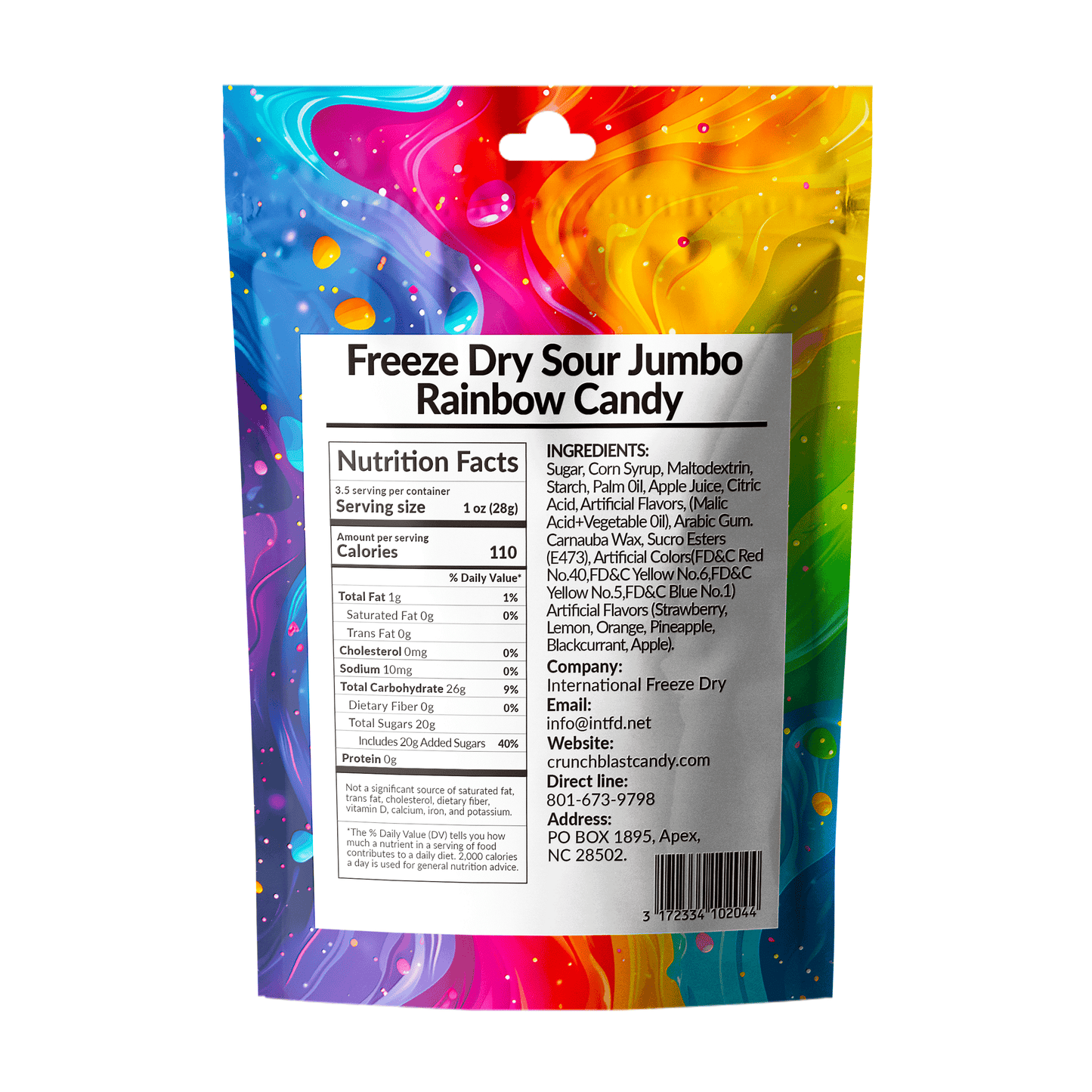 Crunchblast Sour Jumbo Rainbow Candy 4 bags