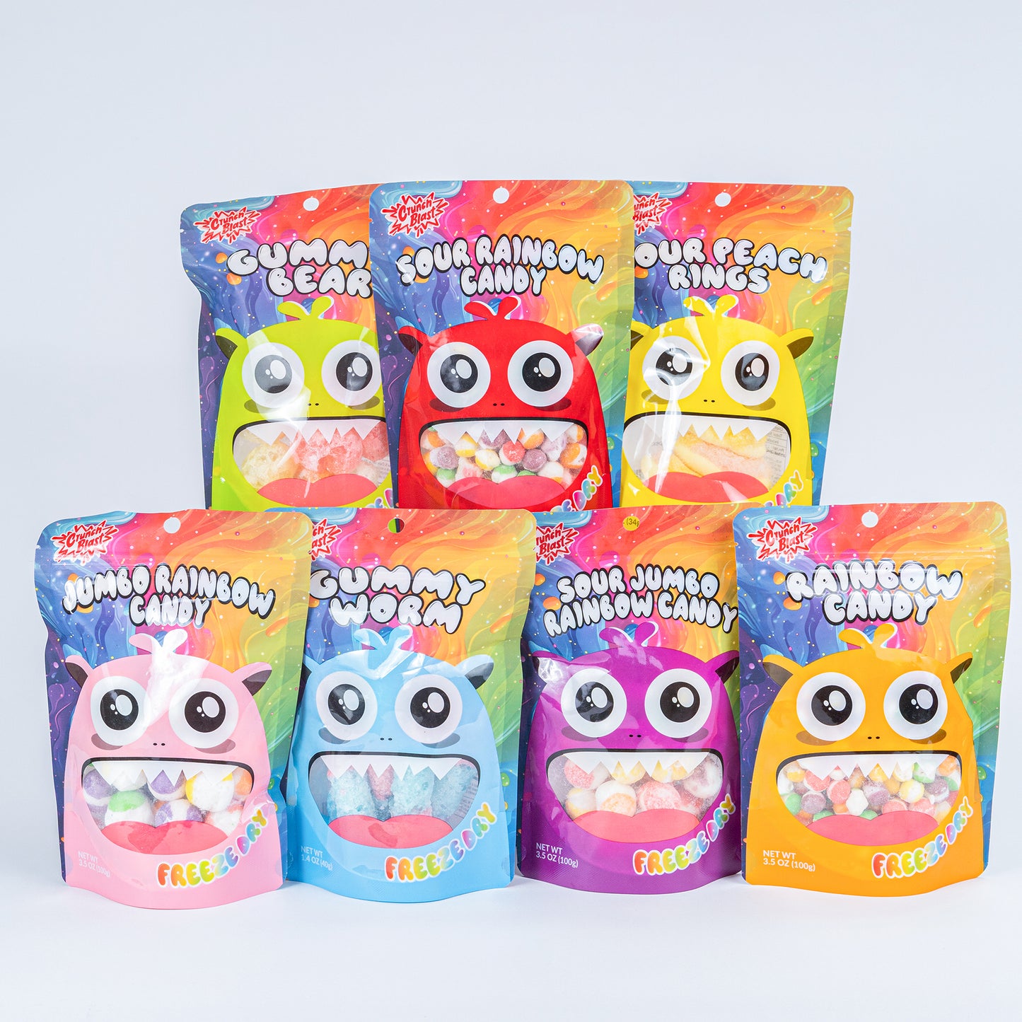 Crunchblast Sour Jumbo Rainbow Candy 4 bags