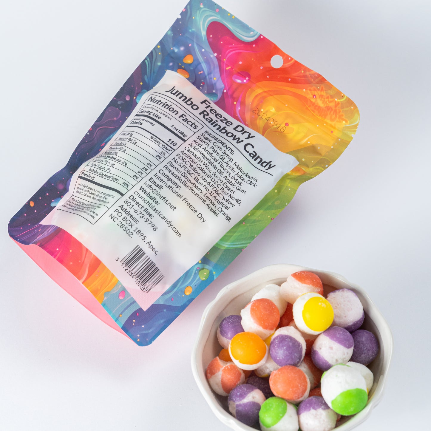 Crunchblast Sour Jumbo Rainbow Candy 4 bags