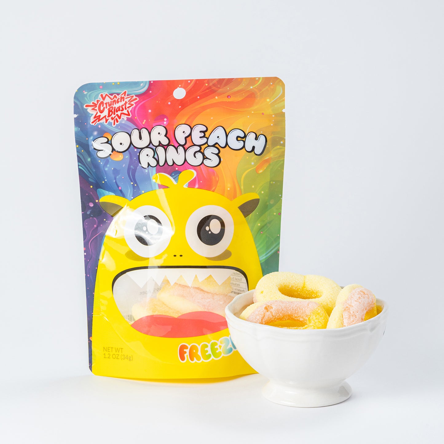 Crunchblast Sour Peach Rings Candy 4 bags