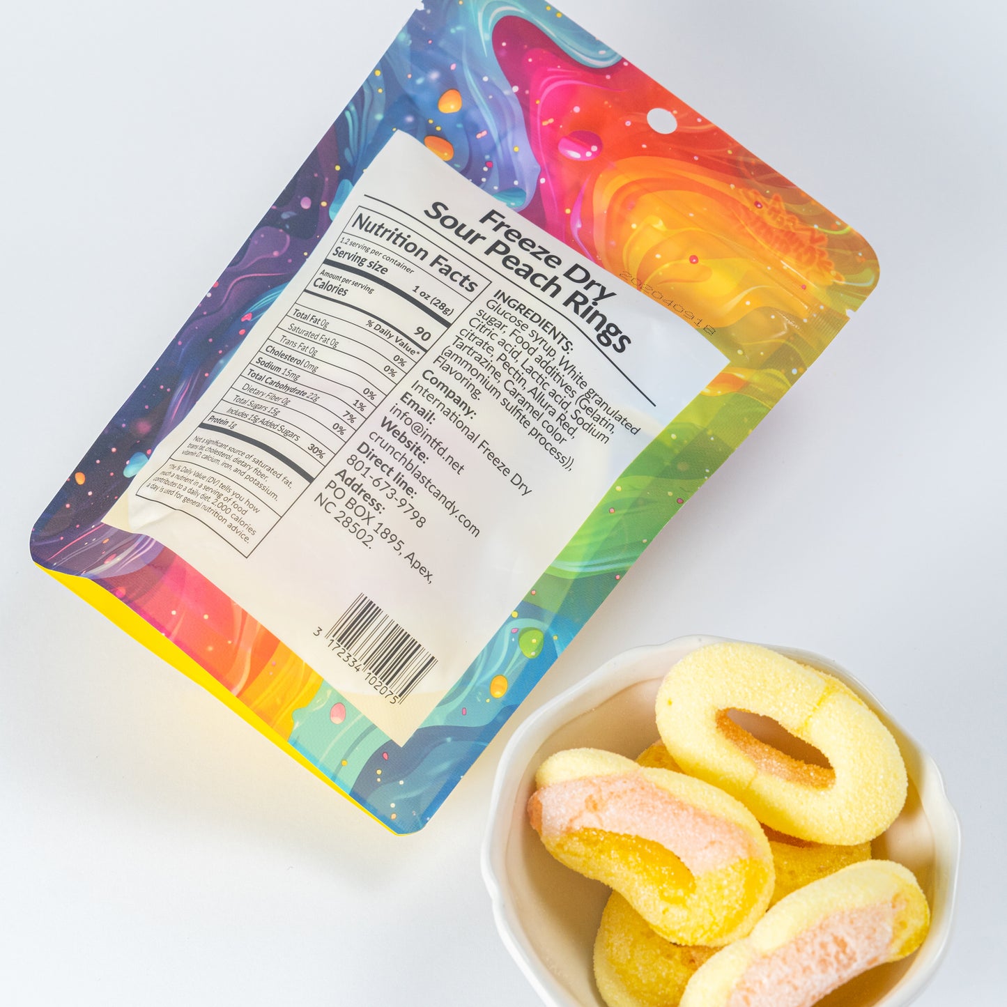 Crunchblast Sour Peach Rings Candy 4 bags